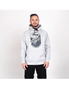 BADGE HOODIE - HEATHER GREY