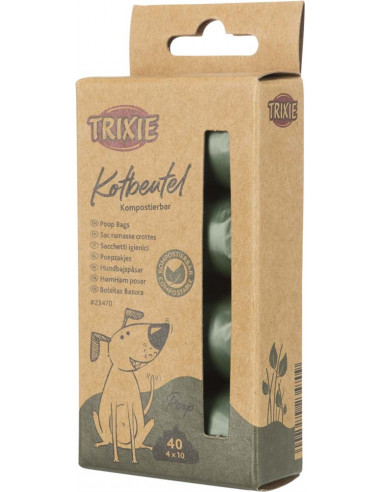 Bajspåsar av majs, komposterbara, 4 rullar x 10 st, skogsgrön