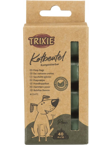 Bajspåsar av majs, komposterbara, 4 rullar x 10 st, skogsgrön