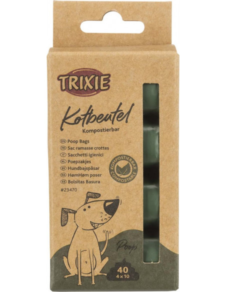 Bajspåsar av majs, komposterbara, 4 rullar x 10 st, skogsgrön