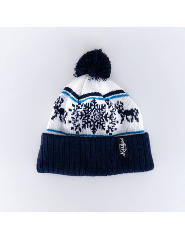 Snowflake Pom Pom Mössa - White