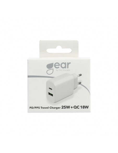 Laddare 220V 1xUSB-C + 1xUSB-A 25W