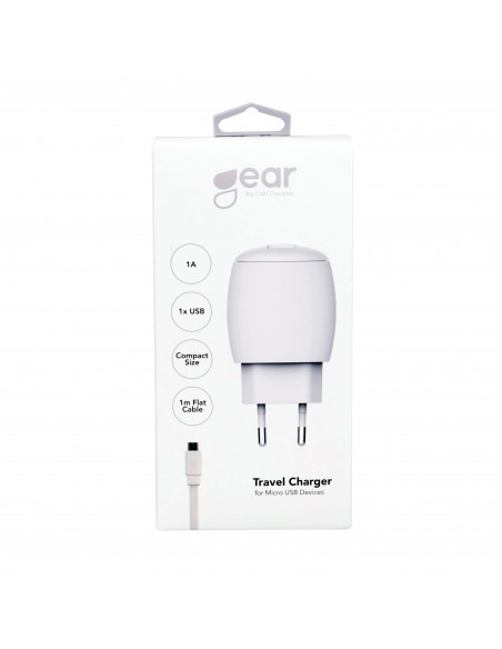 Laddare 220V 1xUSB + MicroUSB Kabel 1m