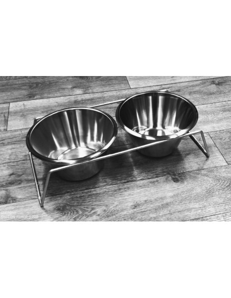 Matskålshållare dubbel golvmodell inkl två rostfria skålar - 3L