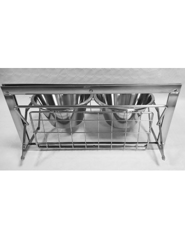 Matskålshållare dubbel inkl. rostfri matskål - 3L