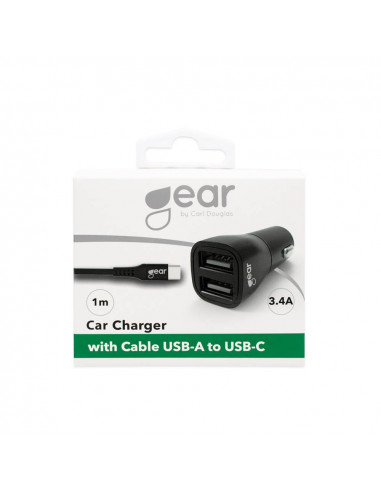 Laddare 12-24V 2xUSB + USB-C Kabel 1m