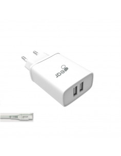 Laddare 220V 2xUSB + USB-C Kabel 1m 2