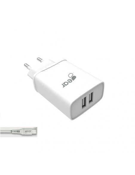 Laddare 220V 2xUSB + USB-C Kabel 1m