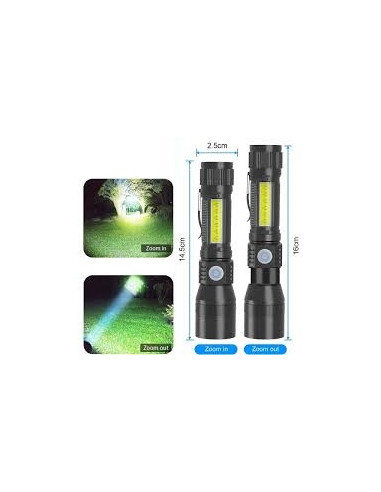Ficklampa COB/ZOOM Laddbar