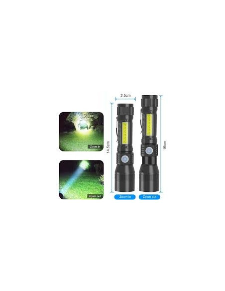 Ficklampa COB/ZOOM Laddbar